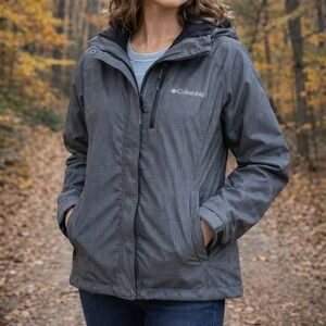 Columbia Omni-Tech Interchange Jacket Womens Medium Grey Waterproof Hooded Shell